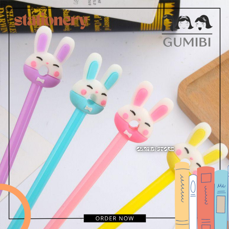 

PULPEN GEL DONAT KELINCI KUPING PENA TINTA HITAM DONAT RABBIT CUTE LUCU TERMURAH