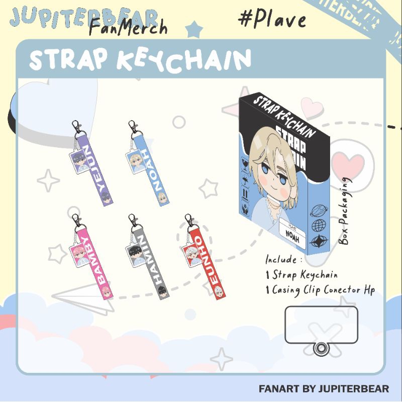 [Plave] Strap Keychain Plave Noah Yejun Bamby Hamin Eunho art by jupiterbear