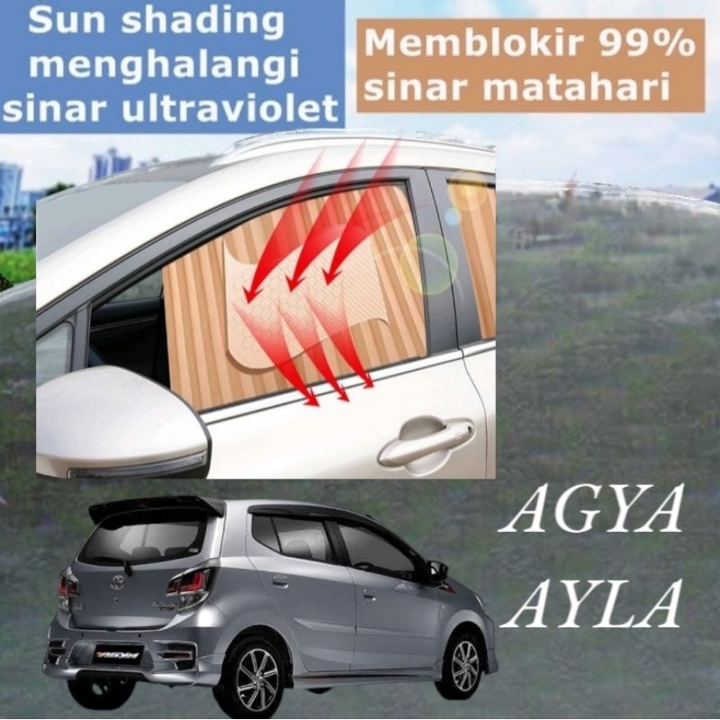 Tirai mobil Gorden Mobil Agya Ayla 4pcs magnetik