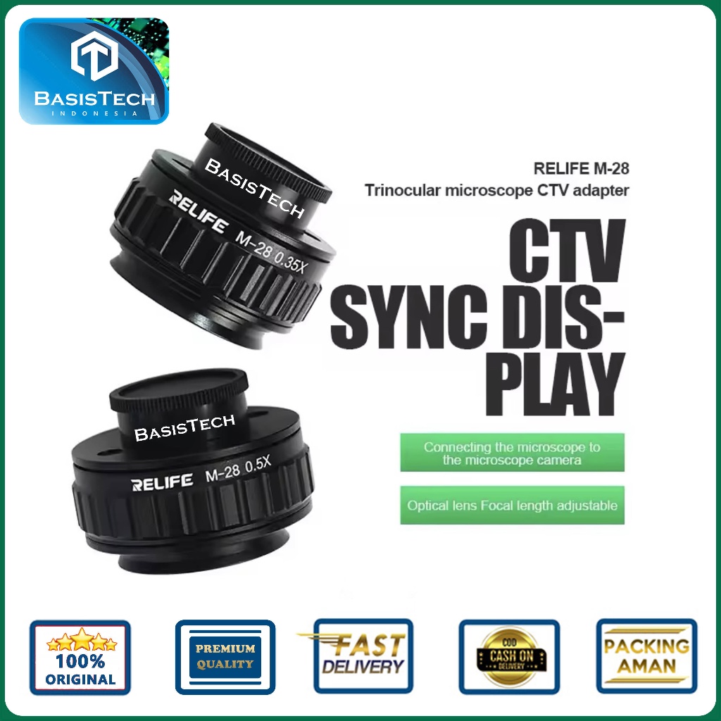 LENSA MIKROSKOP C-MOUNT LENS MICROSCOPE TRINOCULAR RELIFE M-28 0.35X 0.5X