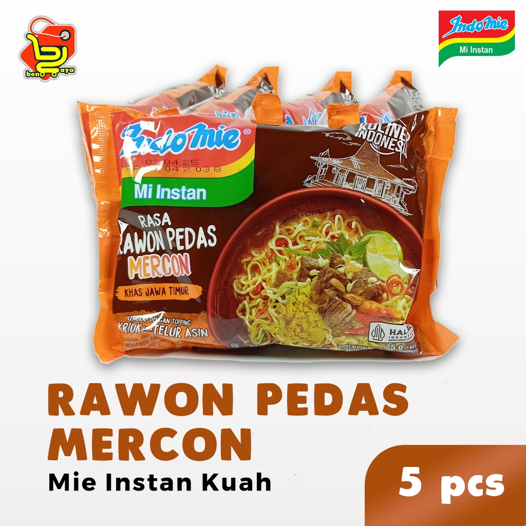 

Paket Indomie Mi Rawon Pedas Mercon Mie Kuah Instan 75g 5 Pcs