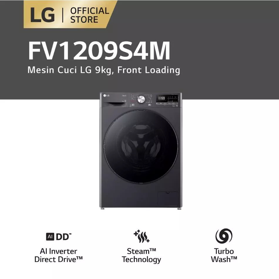 MESIN CUCI LG 9 KG INVERTER FRONT LOADING - FV-1209S4M - INVERTER 9KG