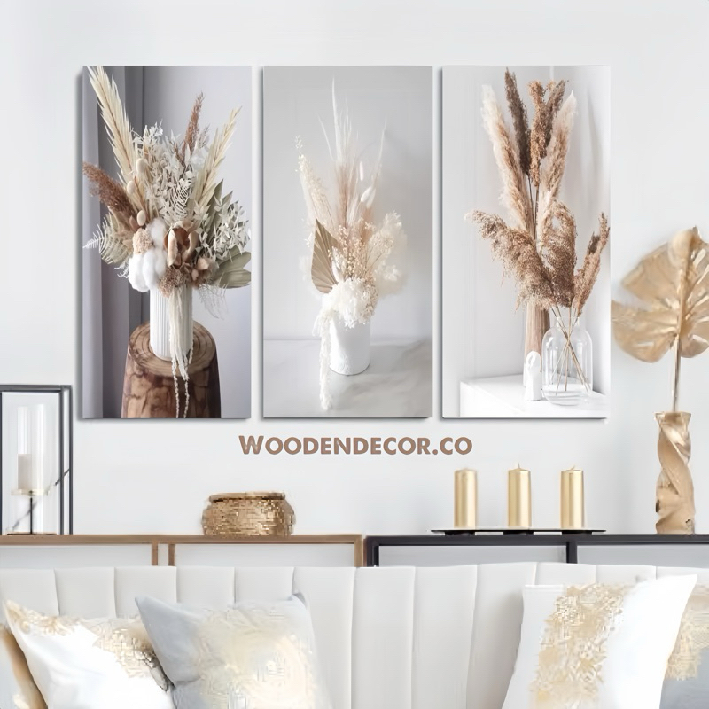 HIASAN DINDING MOTIF BUNGA KERING DEKORASI DINDING PANJANGAN RUMAH