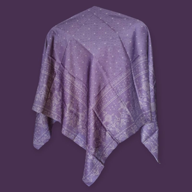 Hijab square voal motif WARNA UNGU GELAP