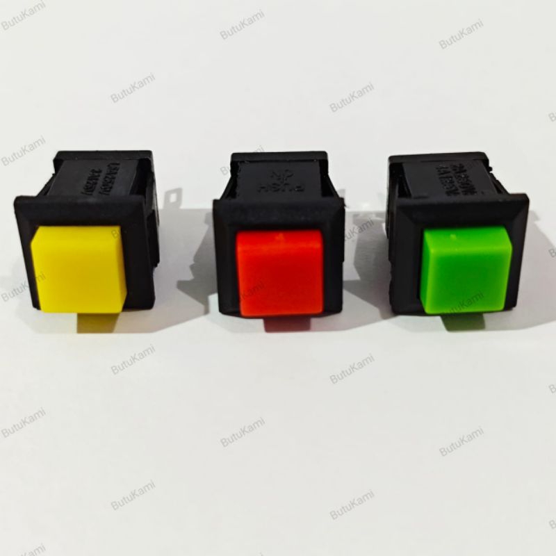 Switch 2pin Push On Kotak 2 Kaki Saklar Persegi 2pin Switch Telolet Push On Button 6093