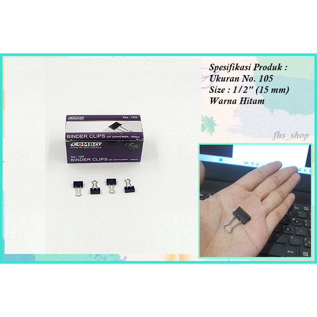 

12 Pcs Binder Clip Binder Klip Kecil Hitam Klip Binder Klip Kertas Penjepit Kertas Kecil No.105