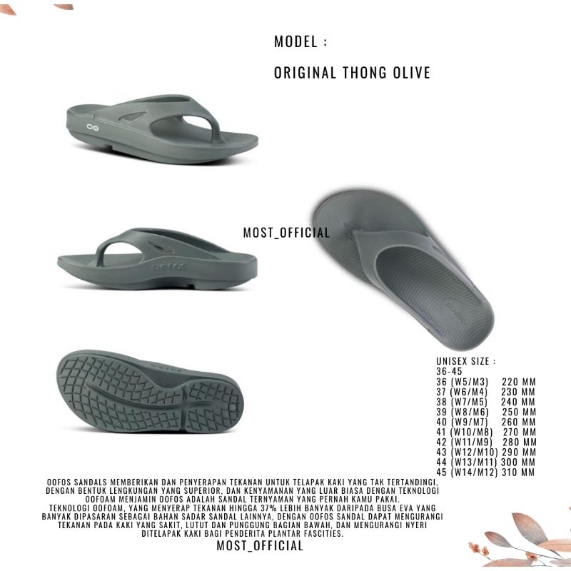 Original Thong 100% OOFOS (untuk plantar fascities)