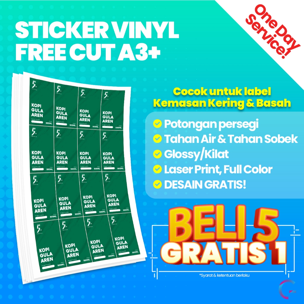 

Sticker Vinyl (ANTI AIR) POTONG PERSEGI | Cetak Stiker Label Produk