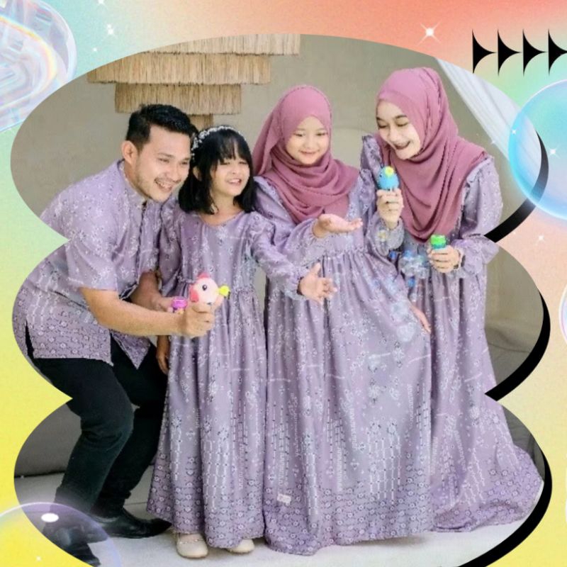 REAL PICT SARIMBIT LEBARAN 2026 SILKY PREMIUM LILAC LAVENDER BAJU PESTA KONDANGAN FAMILY SET UNGU PU