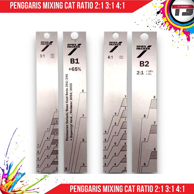 

Paint mixing stick penggaris ukur ratio 2:1 3:1 4:1 1set