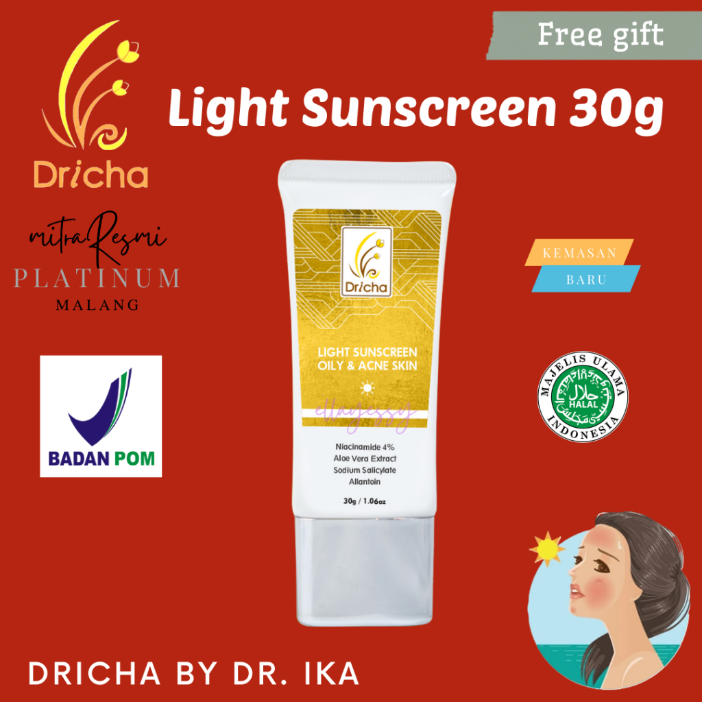 dricha light sunscreen 30 gr Mitra Resmi Platinum Malang