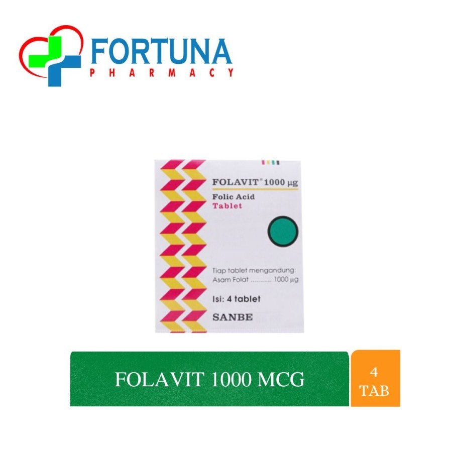 FOLAVIT 1000mcg | Asam Folat 1 mg | 1 Strip @4 Tablet