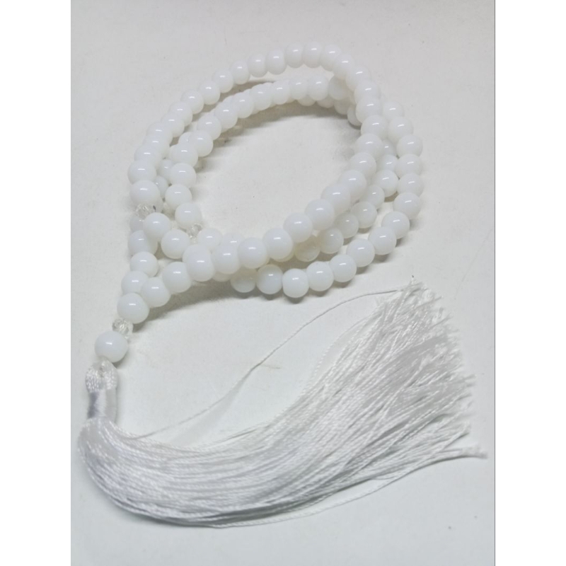 Tasbih batu giok putih pekat 6mm 99butir