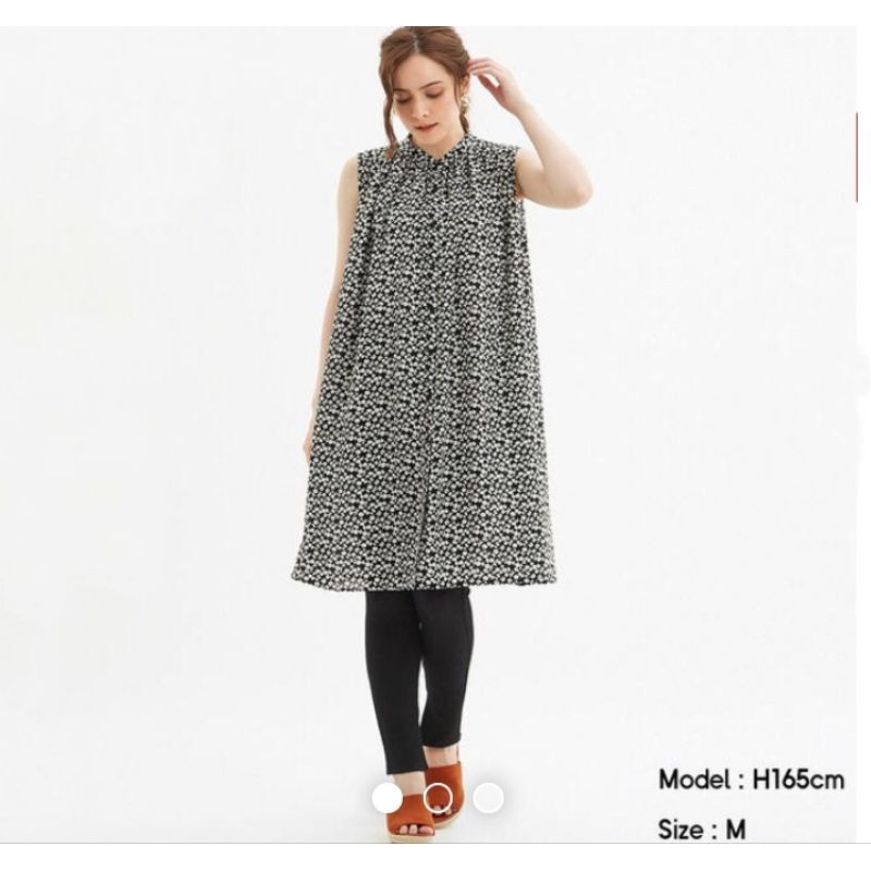 GU FLOWY SHIRT DRESS BLACK FLORAL