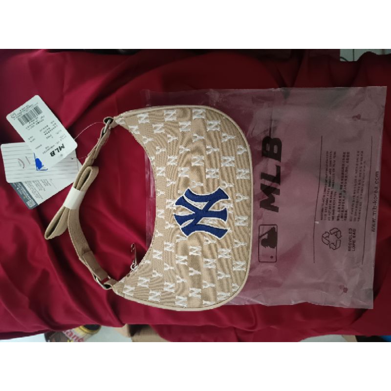 MLB Bag NY Yankees Classic Monogram 100% ori Jacquard Hobo Black Cream Bag