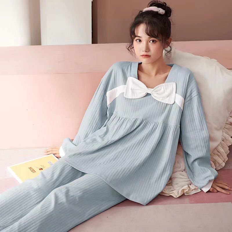 BAJU TIDUR PIYAMA HOT PEN DASTER DRESS KOREA SETELAN CELANA PENDEK PITA MANIS RUFFLE RENDA