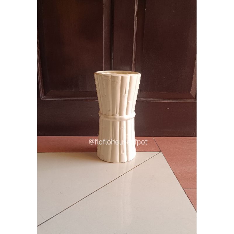 vas pot keramik bambu D16cm T30cm