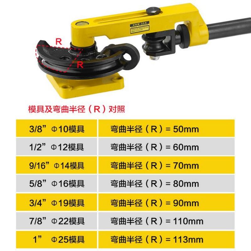10 25Mm Bending Pipa Besi Alat Pembengkok Manual Beton Bengkok 7Set 1Set Perlengkapan Perbaikan Dan