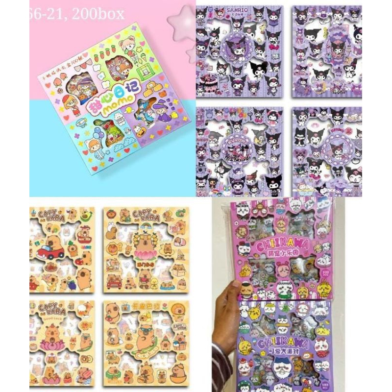 

Stiker besar momo, sanrio, labubu viral isi 100 | stiker murah | random