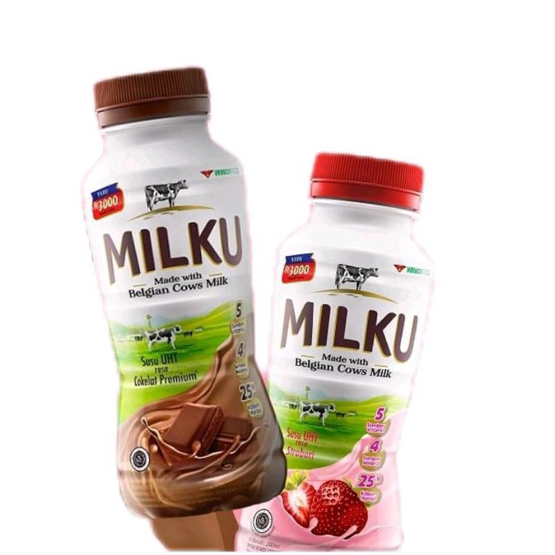 

MILKU SUSU UHT 1 PACK ISI 12 BOTOL @200ML