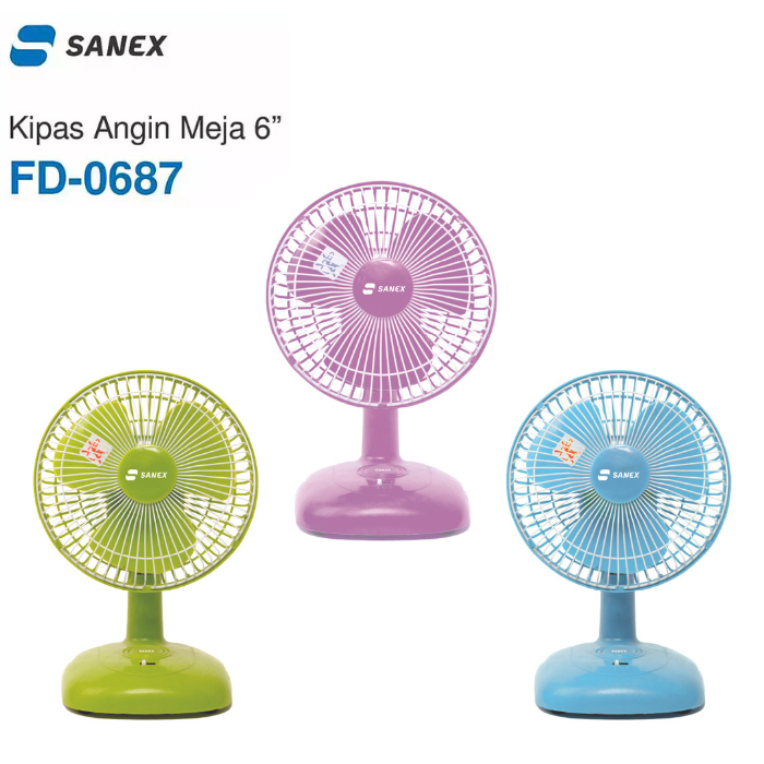 SANEX FD-0687, FD-0688, FD-0881H, FD-0882D, FD-0887, FD-1088, FD-1287 KIPAS ANGIN MEJA/DESK FAN