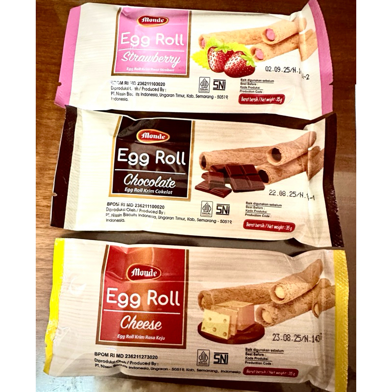 

MONDE EGG ROLL ISI KRIM COKLAT,KEJU,STROBERI/Harga 3 pcs