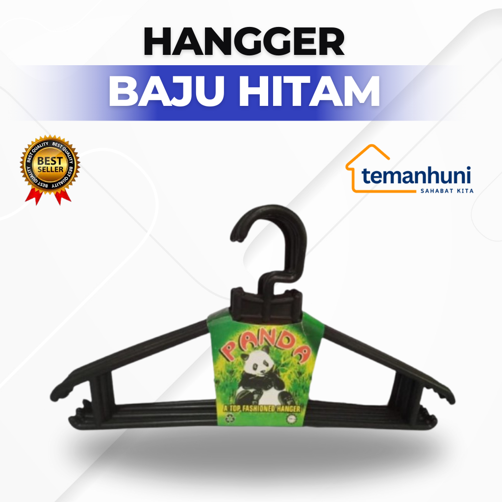 KASTOK BAJU HANGGER BAJU HITAM GANTUNGAN BAJU PLASTIK HITAM (6 pcs)