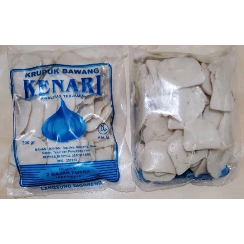 

Kerupuk Bawang 200 gram Merk Kenari (2 Gajah)