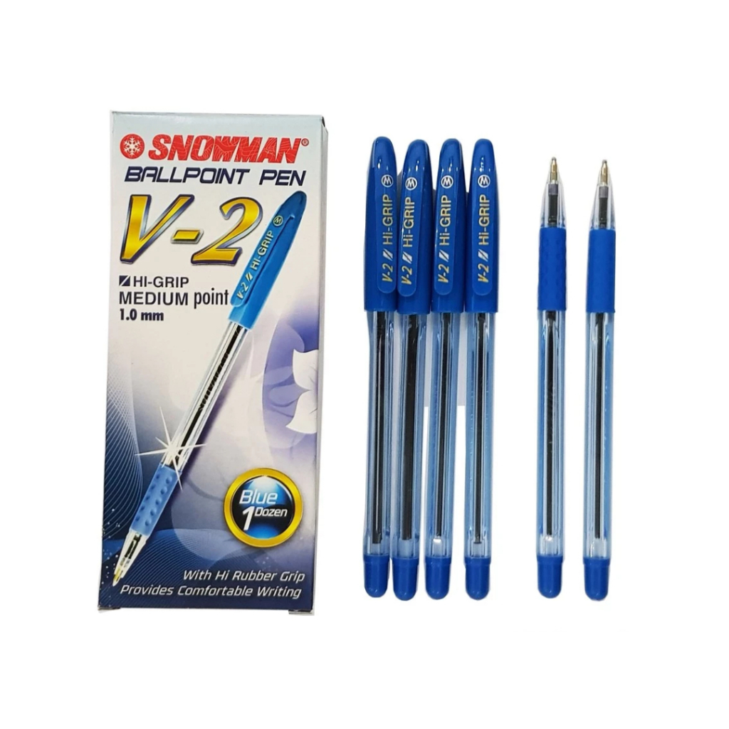 

Snowman Ballpoint Pen V-2 MEDIUM POINT 1.0mm Semi Gel HI-GRIP - Blue Isi 12pcs