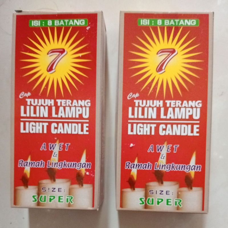 

LILIN SUPER CAP TUJUH TERANG (1 BOX ISI 8 PCS)