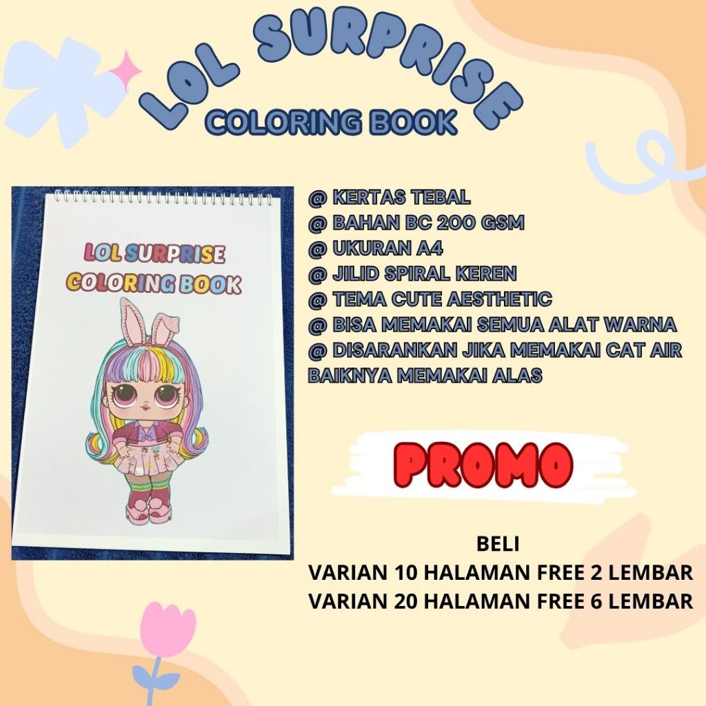 

Relaxing Coloring Book LOL SURPRISE Activity Buku Mewarnai Anak Remaja Dewasa Aesthetic Kertas Tebal