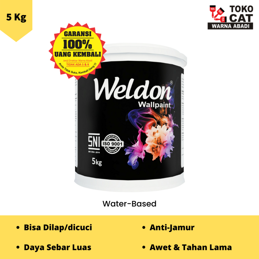 CAT TEMBOK WELDON INTERIOR KEMASAN 5 KG MIXING - WARNA PUTIH TULANG W7903