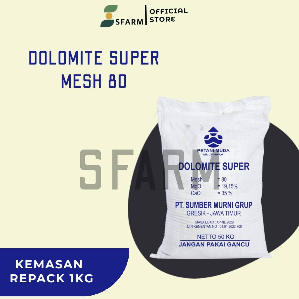 Pupuk DOLOMITE SUPER Mesh 80 Kemasan REPACK 1kg