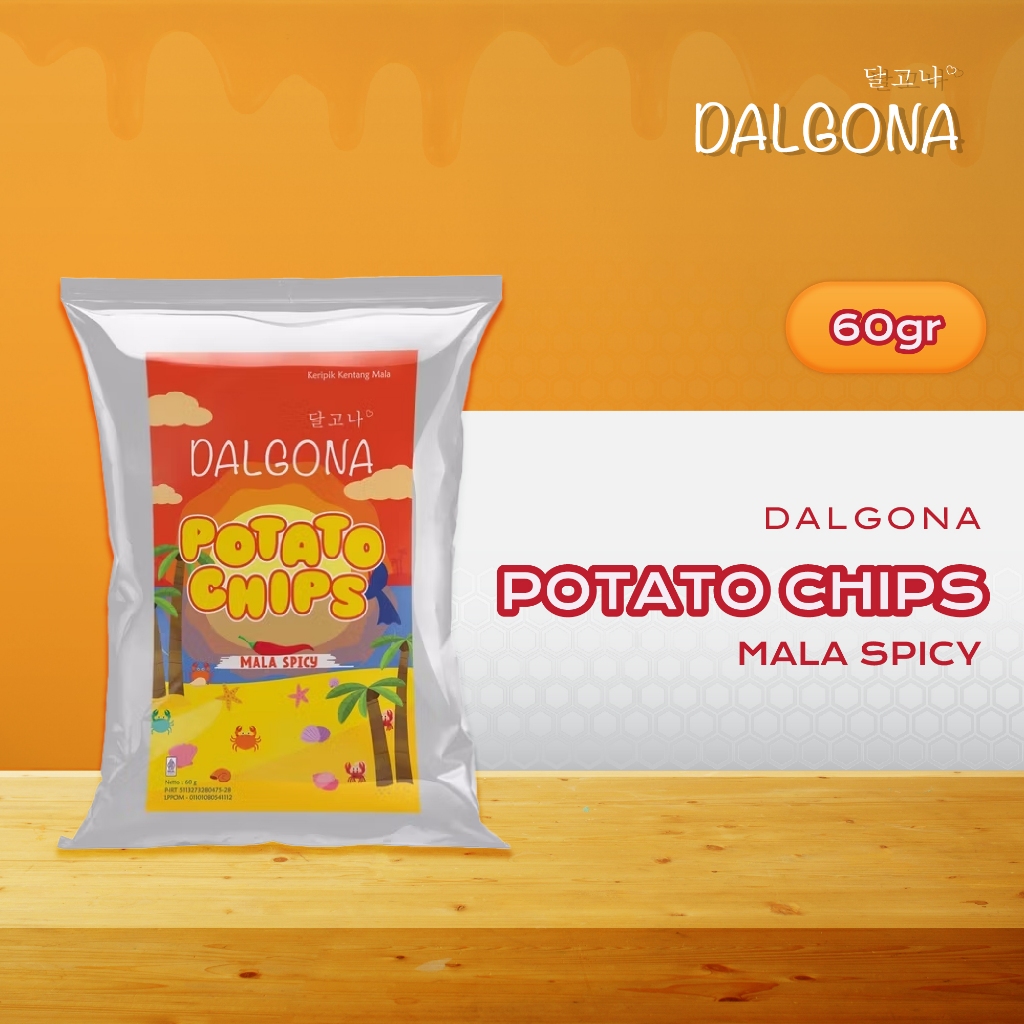 

Dalgona Potato Chips Mala Spicy | 60gr | 1pcs | Cemilan