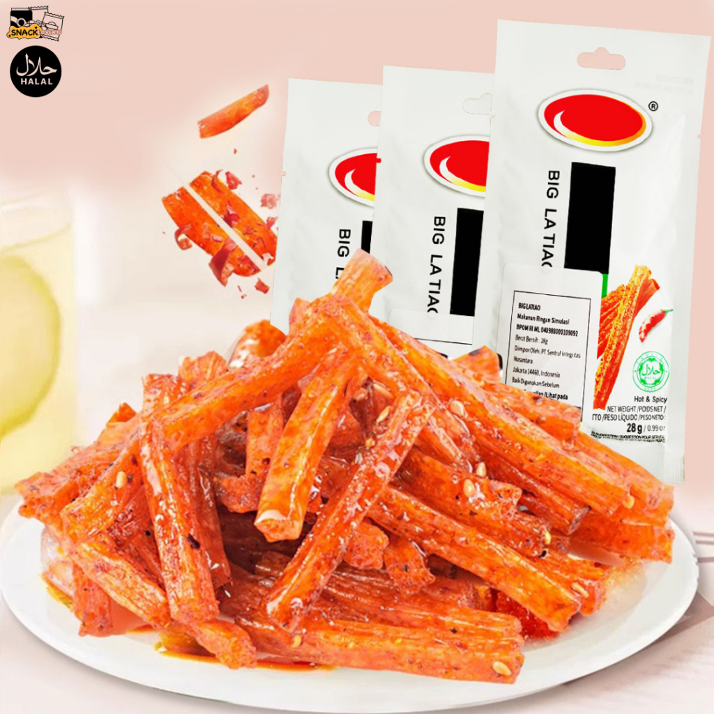 

Weilong Big Latiao Spicy Halal Cemilan Pedas Siap saji GLUTEN La Tiao hot strip 28gr