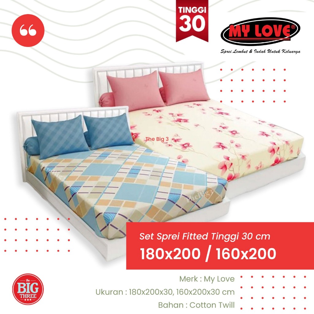 ALL NEW MY LOVE Sprei 180x200 / 160x200 Tinggi 30 motif Arnav Ilona Clarinda Enzo Giona - King 180 1