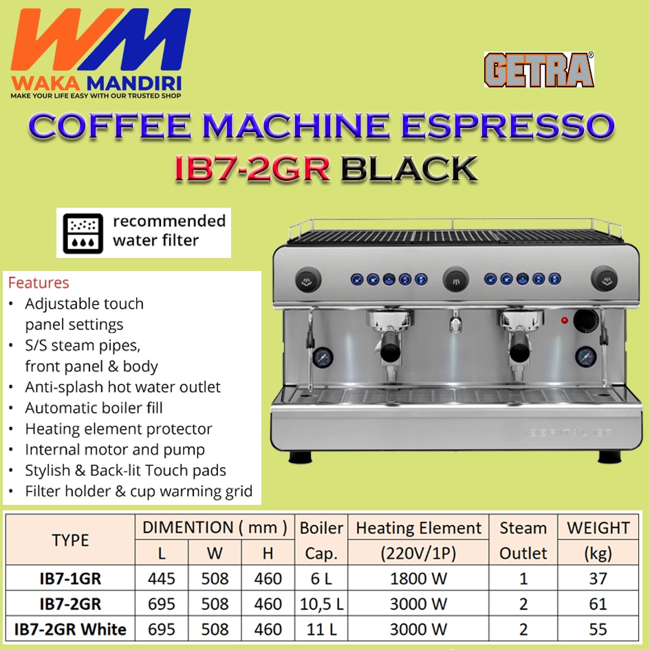 IB7-2GR Black Iberital Coffee Machine Espresso & Cappucino Machine Getra