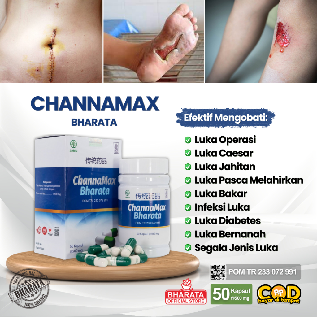 ChannaMax Bharata - Obat Pengering Luka Operasi Jahitan Caesar Bakar Infeksi 100% Ori 50 Kapsul