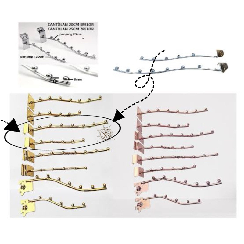 Hanger Suling Pipa Kotak Pelor Cat Gold // Gantungan Suling Pelor Baju // Display Suling Pelor Baju 