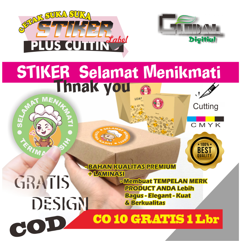 

STICKER SELAMAT MENIKMATI & thankyou (kiss&cut) / STIKER LABEL / YOUR PRODUCT / LABEL