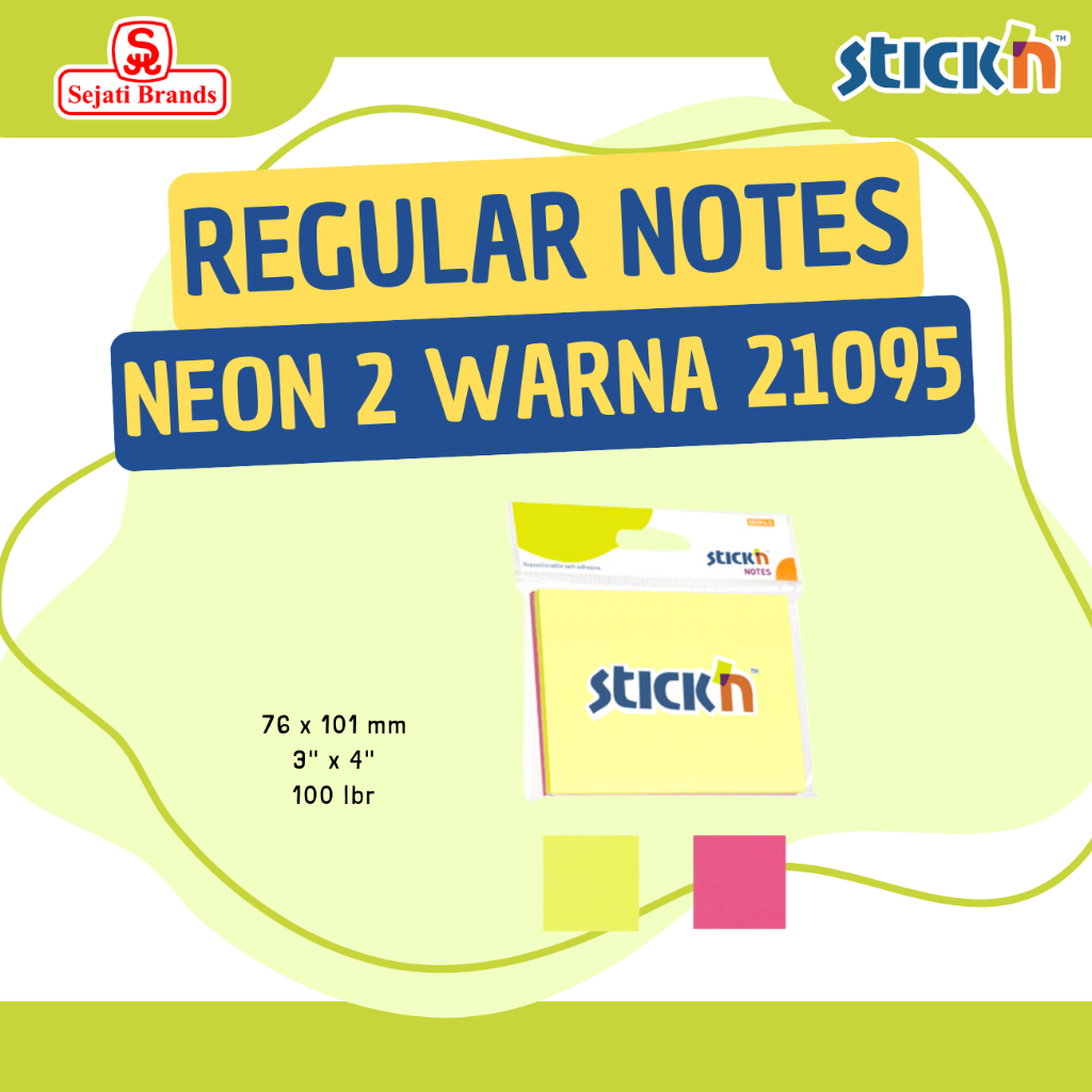 

Stick'n Assorted Notes 21095 Neon Mixed (3x4) Sticky Note Memo