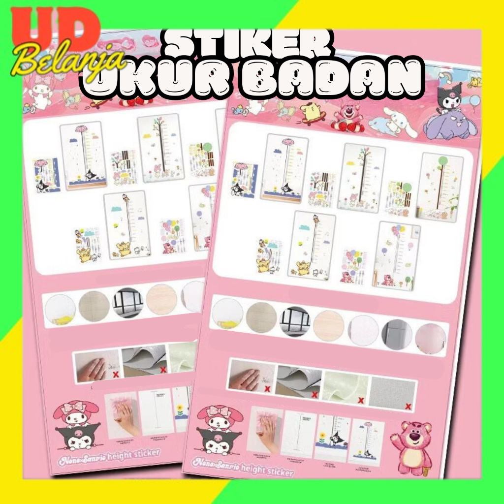 UD Stiker Dinding Pengukur Tinggi Badan Wall Sticker  Karakter Sanrio