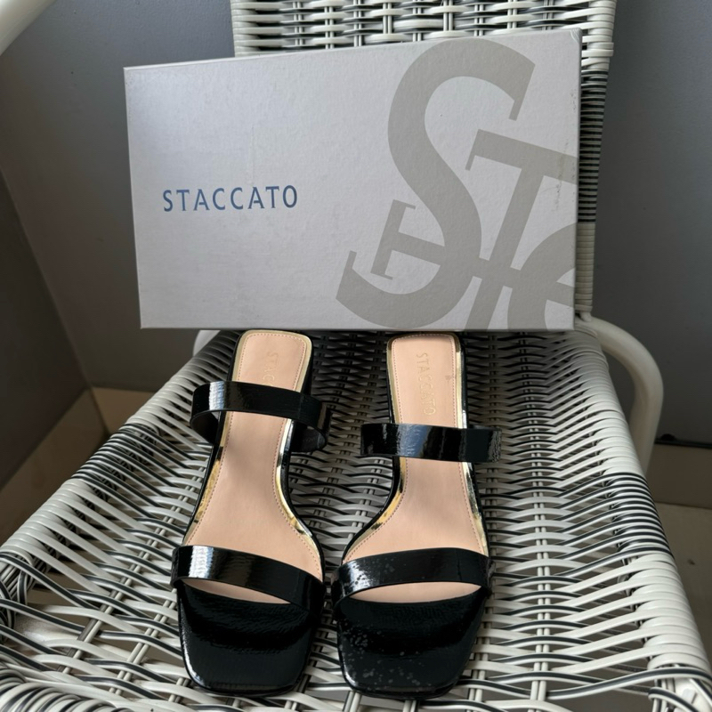 [SIZE 38] BLACK GLOSSY HEELS STACCATO ORIGINAL COUNTER