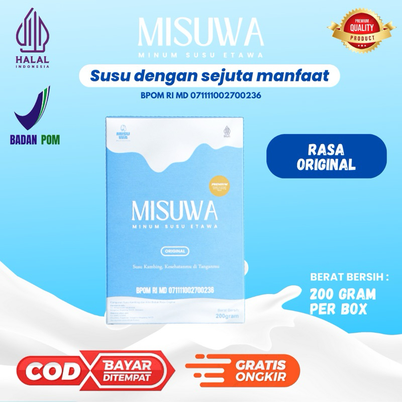 

MISUWA ORIGINAL - Susu Kambing Etawa Rasa Original untuk Kesehatan Tulang, Sendi, Otot, Pegal Linu dan untuk menyembuhkan segala permasalahan pernapasan (Asma,Paru-paru,Flek, dll)