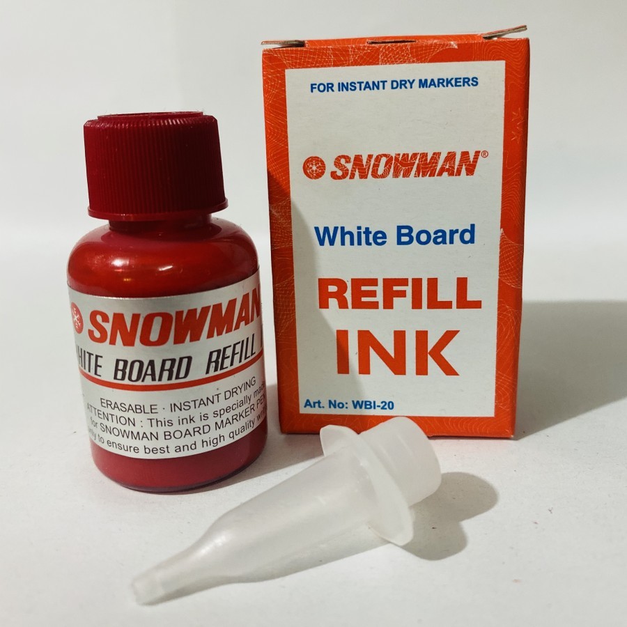 

Snowman Refill Isi Tinta Whiteboard Marker MERAH / Snowman White Board Refill Ink WBI-20 MERAH