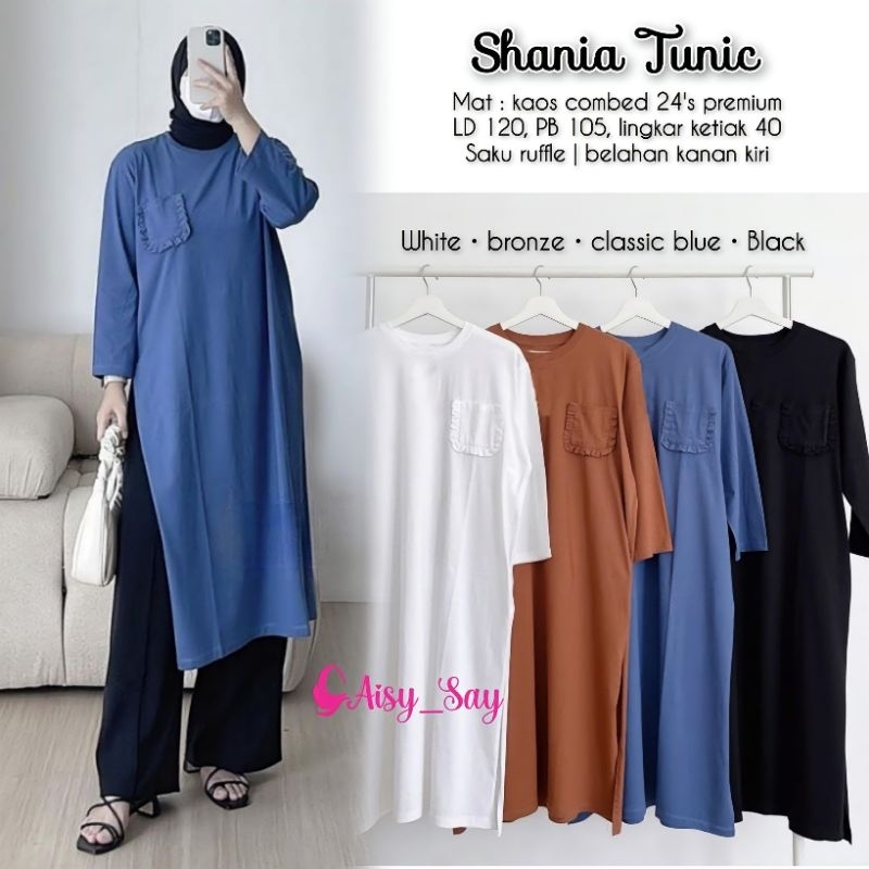 By Aisysay Shania Tunik Kaos Jumbo LD 120 Cotton Combed 24s Premium-Tunik Kaos Wanita Oversize By Ai