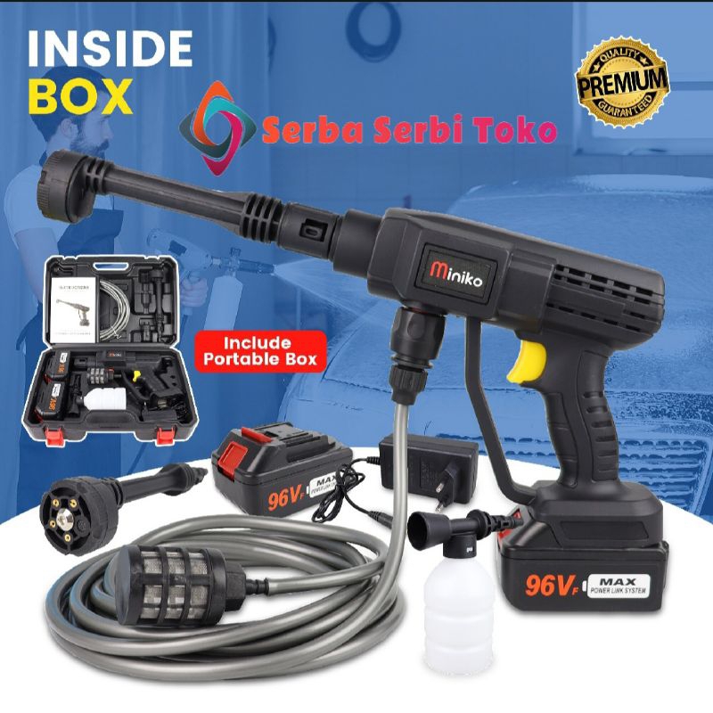 JET STEAM CORDLESS MINIKO PRO 96VF ALAT CUCI MOTOR MOBIL AC BATERAI