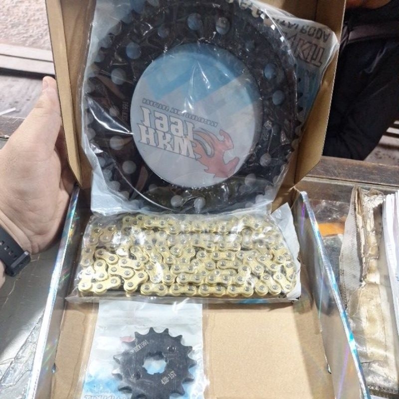 Gir set sss black CRF 150 HKW rantai gold