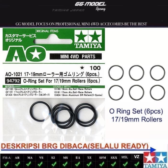 TAMIYA 94792 O-RING SET FOR 17-19MM ROLLERS (6PCS)