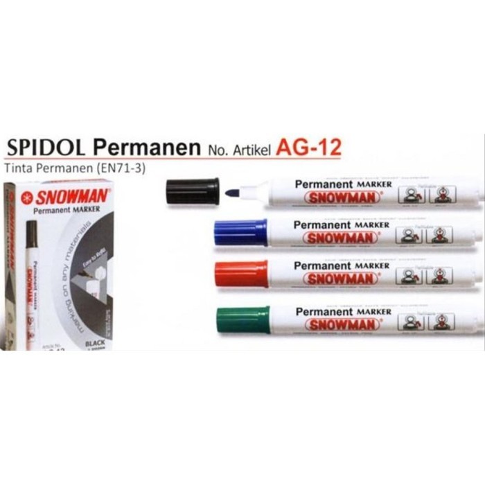 

Spidol Snowman Permanent Marker / Tidak Bisa Dihapus AG-12 / Round Tip